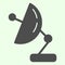 Satellite observation dish solid icon. Aerials Parabolic antenna glyph style pictogram on white background. Research and