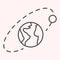 Satellite orbit thin line icon. Solar system, earth and moon. Astronomy vector design concept, outline style pictogram