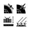 Satellite technologies black glyph icons set on white space