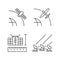 Satellite technologies linear icons set