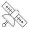 Satellite thin line icon. Civilian or army earth observation object on orbit symbol, outline style pictogram on white