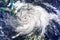 Satellite view. Hurricane Matthew Hits Haiti.