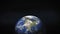 Satellite view of planet Earth from space. Zoomed on North America. 3D realistic animation of universe.