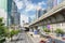 Sathon Road and Surasak station of BTS Silom Line, Bangkok