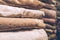 Satin drapery fabric rolls in a fabric shop