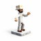 Satirical Minecraft Figurine With White Hat - Digital Illustration