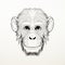 Satirical Wildlife Art: Chimpanzee Head With Flawless Line Work