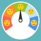 Satisfaction meter, satisfaction level, flat design vector illus