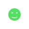 Satisfied emoji anthropomorphic face. Green smiley isolated on a white background