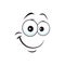 Satisfied emoji support center bot with kind smile