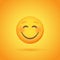 Satisfied emoticon smile icon with shadow for social network design