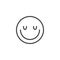 Satisfied face emoji line icon