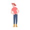 Satisfied Man Farmer in Yellow Rubber Boots and Wide Brimmed Hat in Standing Pose Vector Illustration
