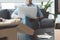 Satisfied man looking at notebook computer