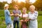 Satisfied rural family with vegetables