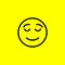 Satisfied Smile emoji on yellow background. Positive emoticon symbol isolated on yellow background. Vector illustration