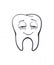 Satisfied smiling healthy adult human tooth with eyes after eating. Outline. Vector illustration. Symbol of somatology