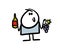 Satisfied stickman sommelier demonstrates grapes and French wine. Vector illustration of a man with berries and an