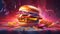 Satisfy Your Cravings with this Surrealist Hamburger Digital Painting.