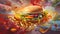 Satisfy Your Cravings with this Surrealist Hamburger Digital Painting.