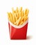 Satisfy Your Cravings: Tempting Golden French Fries in a Chic White Paper Box