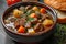 Satisfying meal Ceramic bowl filled with savory beef stew