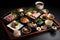 satisfying meal, with elements of various culinary cultures, including japanese and american