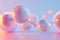 A satisfying pink pastel bubble background. 3d render of molecule.