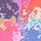 Saturated mottled background in pink, orange, violet and blue