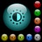 Saturation control icons in color illuminated glass buttons