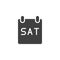 Saturday calendar page vector icon