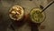 Saturday night with Couple of matcha latte and caramel