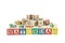 Saturday written in letter colorful alphabet blocks isolated on