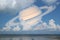 Saturn back cloud sky on sea ,concept Saturn near Earth