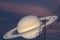Saturn back on night cloud sunset sky silhouette power elecrtic