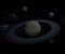 Saturn is a gas giant made up mostly of hydrogen and helium. Saturn has 82 moons