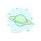 Saturn icon in comic style. Planet vector cartoon illustration on white isolated background. Galaxy space business concept splash