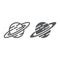 Saturn line and glyph icon, astronomy and space, planet sign, vector graphics, a linear pattern on a white background.