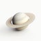 Saturn In Muted Tones: A Three-dimensional Space On White Background