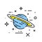 Saturn planet line icon