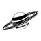 Saturn planet milky way galaxy in black and white