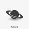 Saturn planet with rings flat vector illustration.