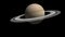 Saturn planet with spinning asteroid rings for a space background