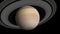 Saturn Top To bottom view, beautiful space scene animation