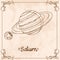 Saturn. Vintage stylized outline drawing of the Saturn. The symbols of astrology and astronomy