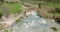 Saturnia Thermal Baths. Aerial view of beautiful Thermal waterfalls