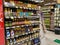 The sauce aisle including barbecue and honey marinades for meat at a Public grocery store