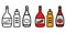 sauce bottles, food ketchup, mustard icon. Color and Black