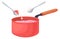 Sauce pan with measuring ingredients. Cooking recipe icon