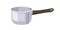 Saucepan, cooking pot. Saute pan with long handle. Deep empty sauce utensil with tall sides. Metal, stainless steel